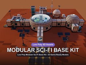 Low Poly Modular Sci-Fi Base Kit - 53 Game Ready Models