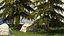 Garden with trees and bushes thuja cypress spruce and pine 1385