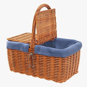 wicker basket picnic 3D model