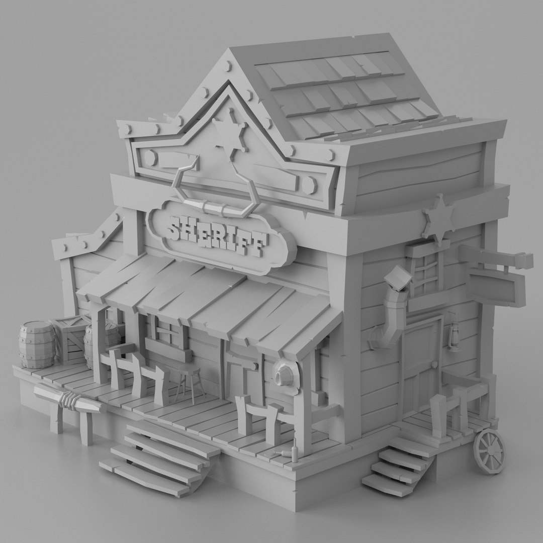 3D Model Lowpoly Wild West Sheriff Office 01 - TurboSquid 1869680