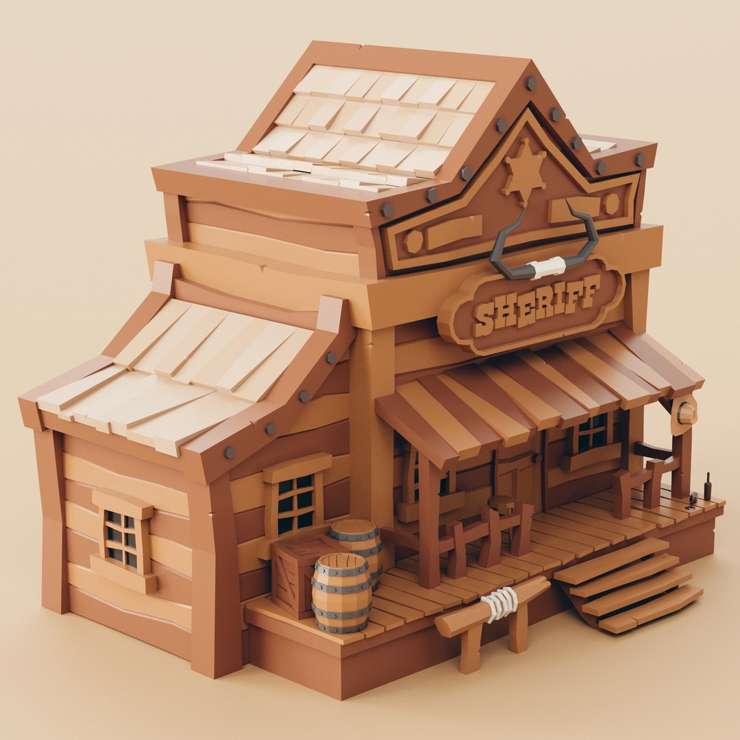3D Model Lowpoly Wild West Sheriff Office 01 - TurboSquid 1869680
