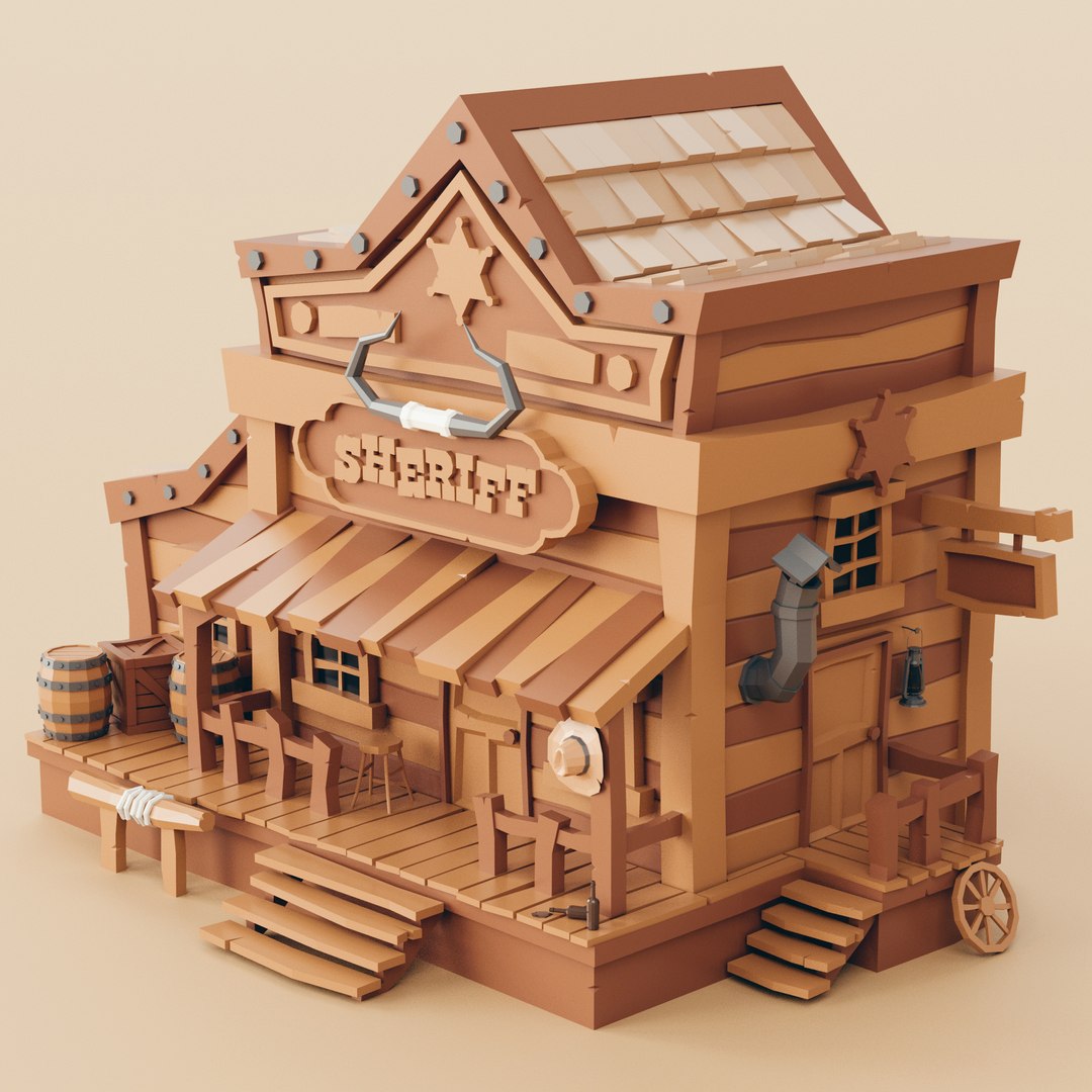3D Model Lowpoly Wild West Sheriff Office 01 - TurboSquid 1869680