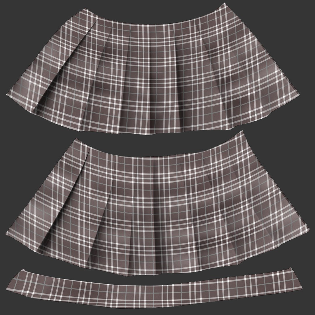 School Girl Plaid Pleated Skirt model - TurboSquid 2074055