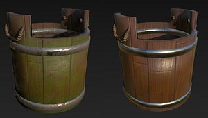wooden bucket clean 3D model