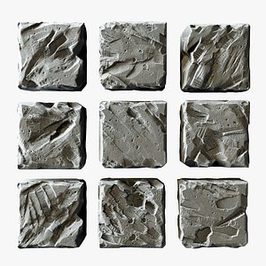 Stone cube panel old n2 3D model