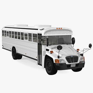 3D Blue Bird Vision Commercial Bus Rigged