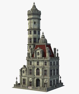 Fantasy Castle Long Tower 3D model