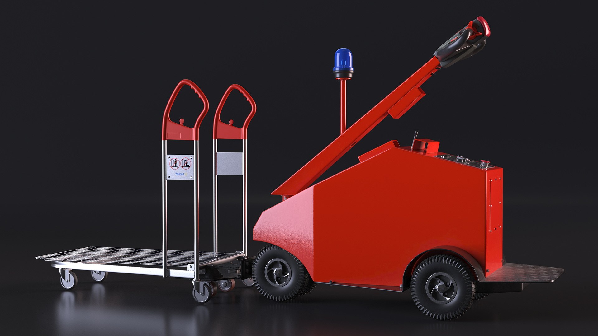 3D Red Electric Pusher With Cargo Trolley - TurboSquid 2095050