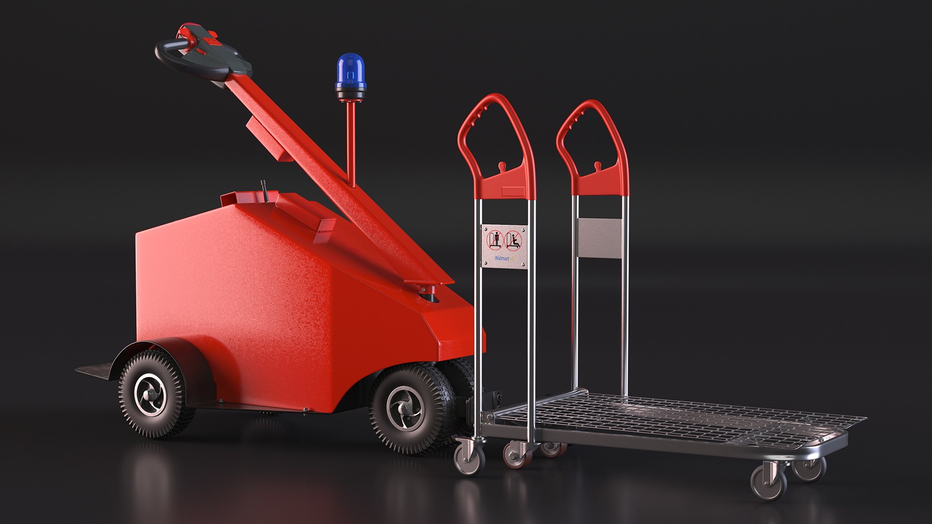 3D Red Electric Pusher With Cargo Trolley - TurboSquid 2095050