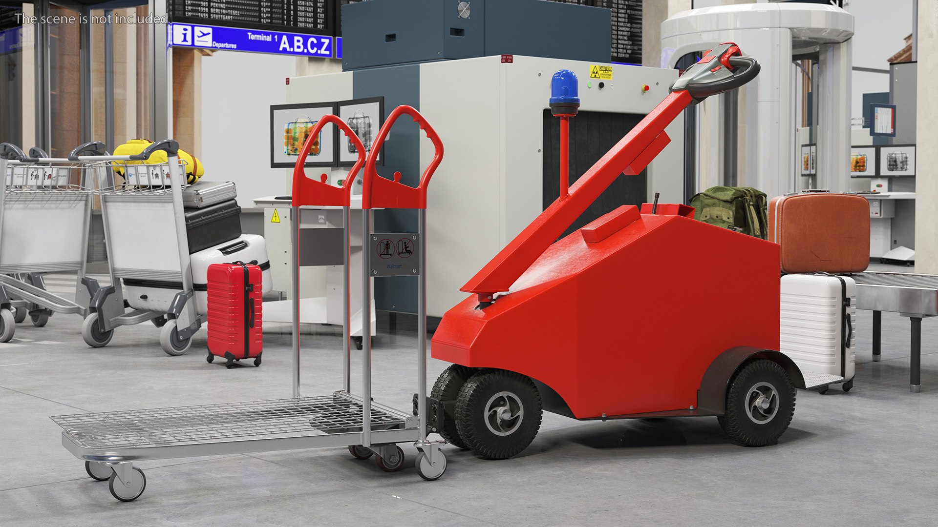 3D Red Electric Pusher With Cargo Trolley - TurboSquid 2095050