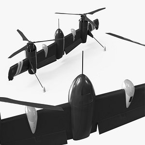 Prototype UAV Rotor Wing Technology Black Rigged for Maya 3D