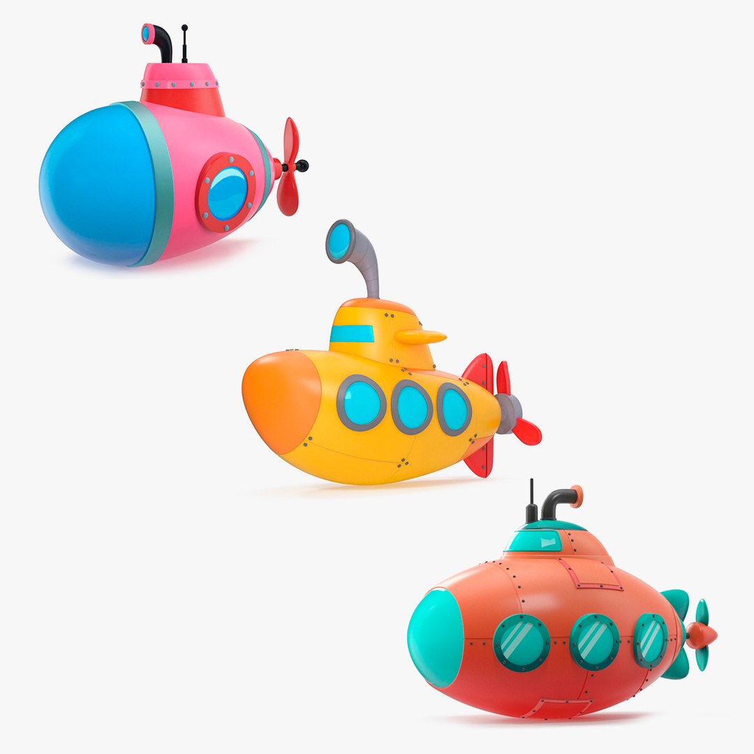 Cartoon Submarines Collection 3D model preview