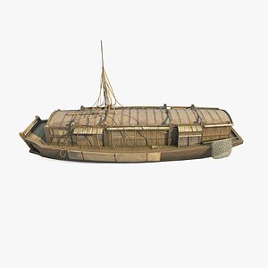 Ancient Asian fishing boats 3D model