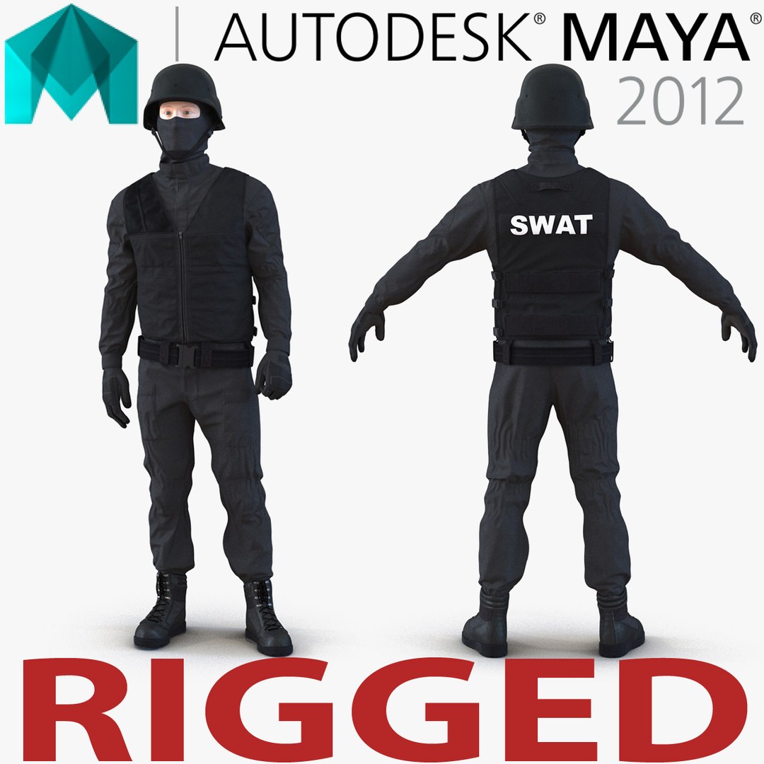 SWAT Man Rigged 3 for Maya 3D Model 3D model preview