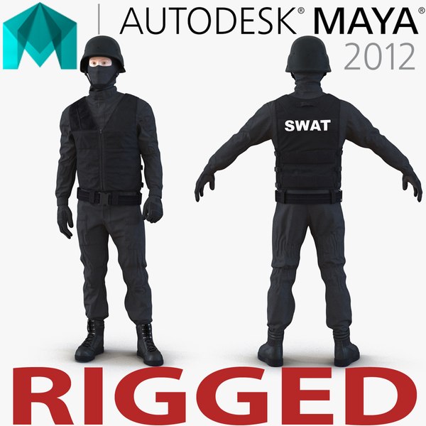 swat man rigged 3 3d model