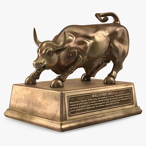 3D Wall Street Bull on Pedestal