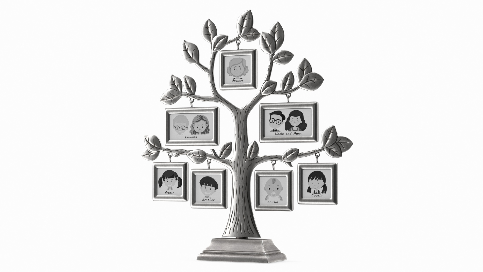 3D Model Silver Family Tree Picture Frame TurboSquid 1969603