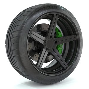 3D Michelin Pilot Sport 4s tire and D2 Forged rim model