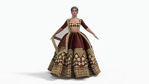 Indian Wedding Dress Low-poly