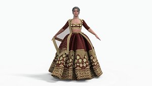 Indian Wedding Dress Low-poly