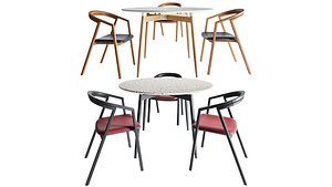 Dining table BA103 and UU Chair 3D model