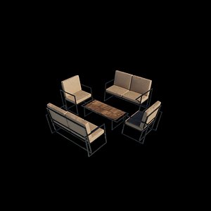 sofa and table 3D model