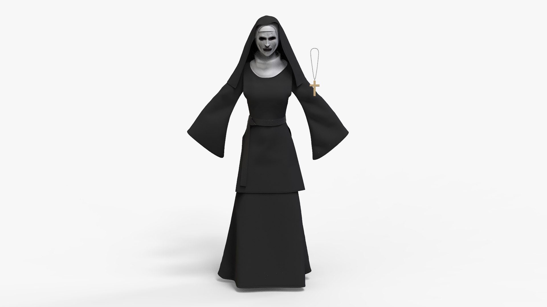 nun black dress Black 1940s Nun-Style Cross Necklace Dress main image 0