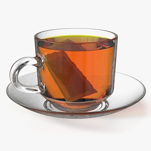 Glass Cup with Infused Tea Bag model