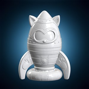 Lunar Raccoon Rocket 3D Printable Miniature 3D model