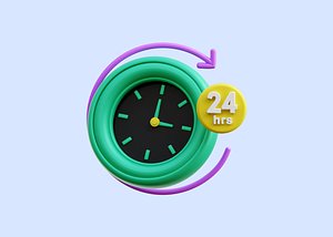 3D 24 Hours Icon Illustration