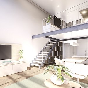 scene modern duplex apartment model
