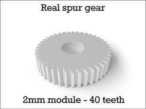 3d model real spur gear 2mm