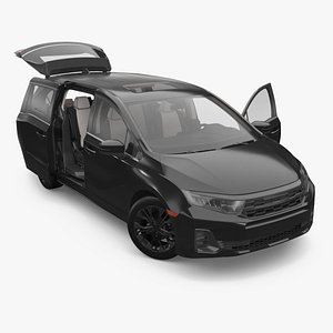 Seven-Seater Passenger MPV 2025 Black Rigged 3D model