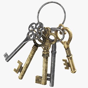 real vintage keys ring 3D model
