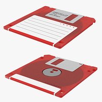 Floppy Disk 3 and a Half Inch Red