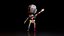Stylized Cartoon Skeleton Character with Tombstone