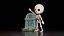 Stylized Cartoon Skeleton Character with Tombstone