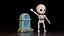 Stylized Cartoon Skeleton Character with Tombstone