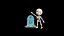 Stylized Cartoon Skeleton Character with Tombstone