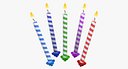 Birthday Candles with Flame 3D Models Set