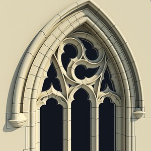 3d obj small arched gothic window