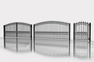 3D Estate Gate set with Fence model