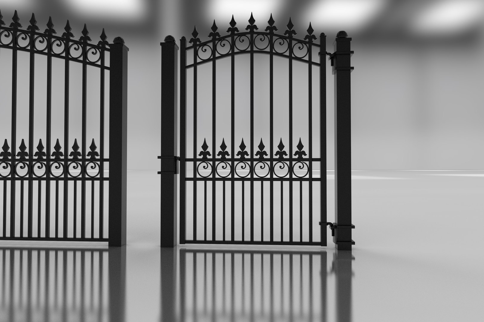 3D Estate Gate Set With Fence Model - TurboSquid 2344509