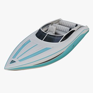 3D Speed Boat with Blue Accents model