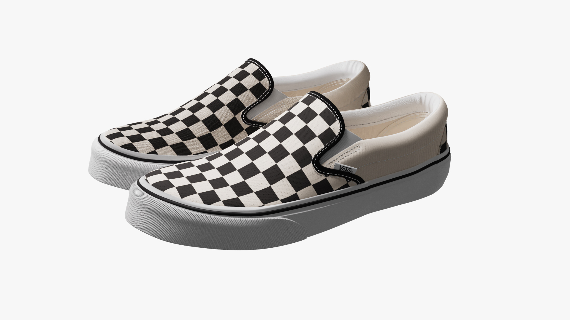 Vans Slip-on White-black Checkerboard 3D - TurboSquid 2016331