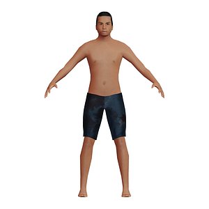 Low-Poly White Swimmer Man