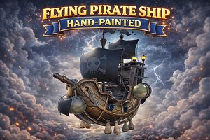 3D flying pirate ship