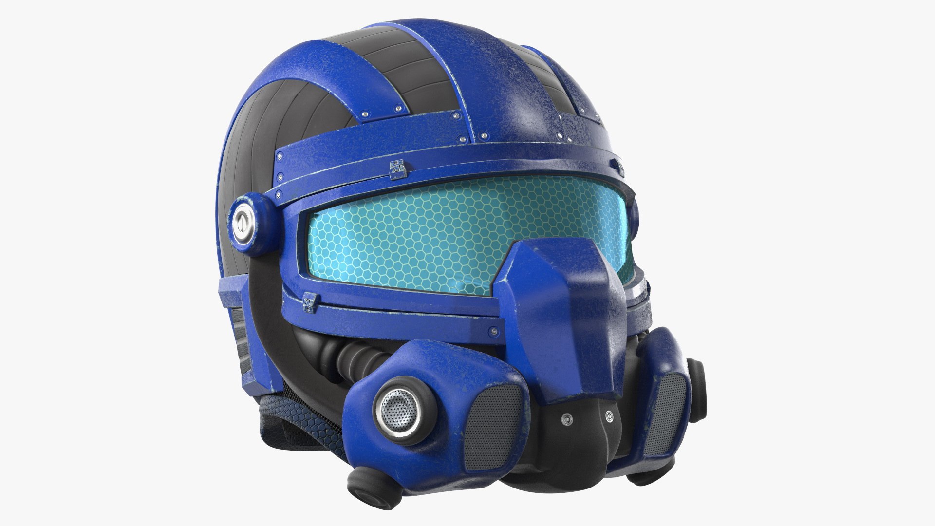 SciFi Helmet Blue 3D model preview