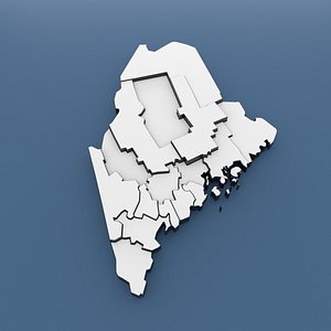 Maine Counties - Map of United States of America USA 3D model