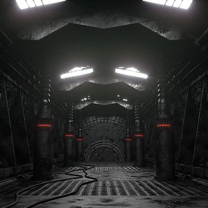 3D Dark Spaceship Corridor